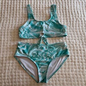 Old Navy Teal and White Bikini Set